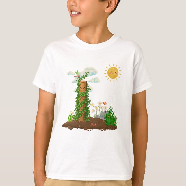 Sunny Pun Garden Climbing Plant Totem Kids T-Shirt (Vorderseite)