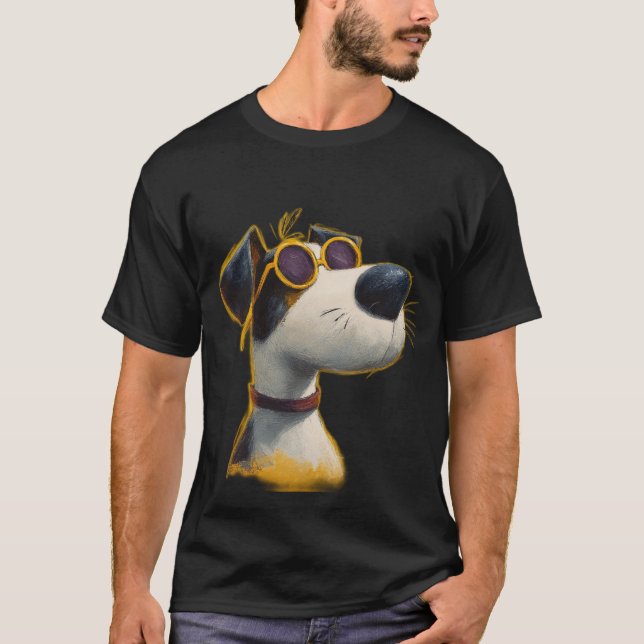 Sunny Pup — Retro Dog with Yellow Sunglasses  T-Shirt (Vorderseite)