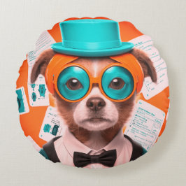 Sunny Puppy Round Pillow Rundes Kissen