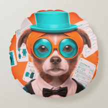 Sunny Puppy Round Pillow