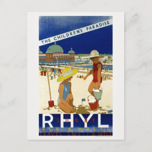 Sunny Rhyl North Wales 1935 Vintage Poster Postkarte