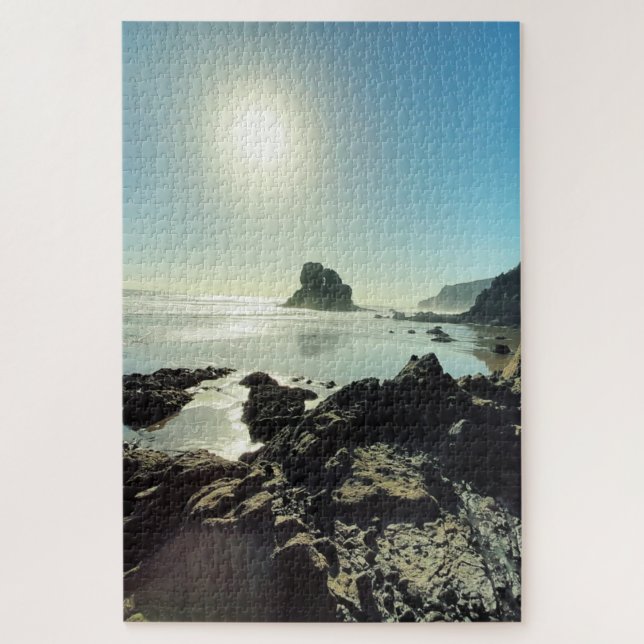 Sunny Rugged Coastal Beach Foto Puzzle (Vertikal)