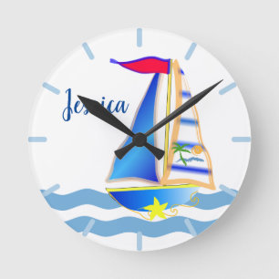 Sunny Sailing Day Custom Runde Wanduhr