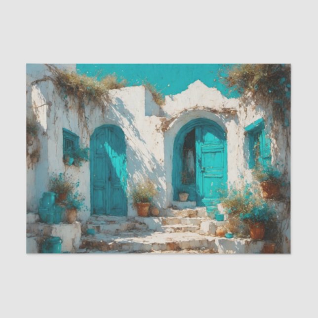 Sunny Santorini Holiday Decoupage Seidenpapier (Vorderseite)