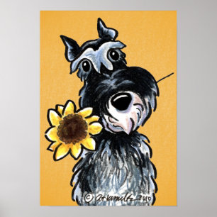 Sunny Schnauzer Sonnenblume Off-Leash Art™ Zeichne Poster