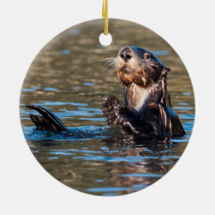 Sunny Sea Otter Keramik Ornament