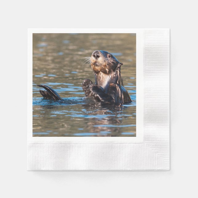 Sunny Sea Otter Serviette (Vorderseite)