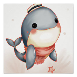 Sunny Seas & Cozy Scarves – Whale Style Poster