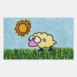 Sunny Sheep Rechteckiger Aufkleber