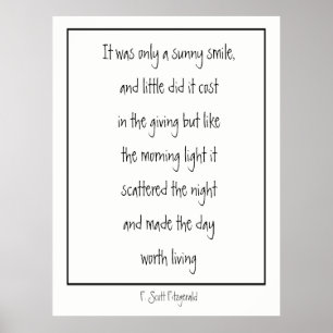 Sunny Smile Inspirational Gedicht F. Scott Fitzger Poster