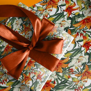 "Sunny Soiree" Tropical Orange California Lilies Geschenkpapier