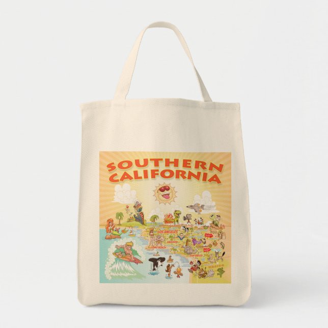 Sunny Southern California Cartoon Tasche (Vorne)
