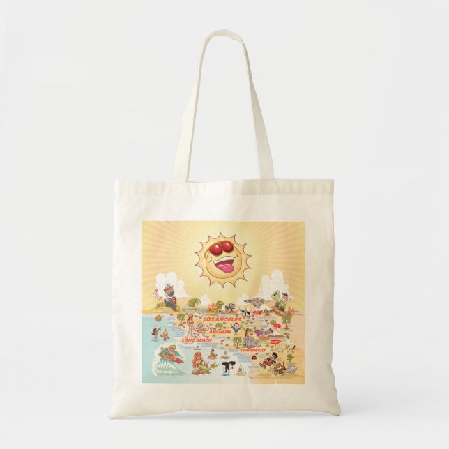 Sunny Southern California Cartoon Tasche (Vorne)