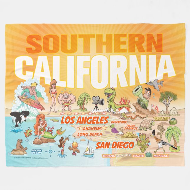 Sunny Southern California Sherpa Blanket Fleecedecke (Vorderseite (Horizontal))