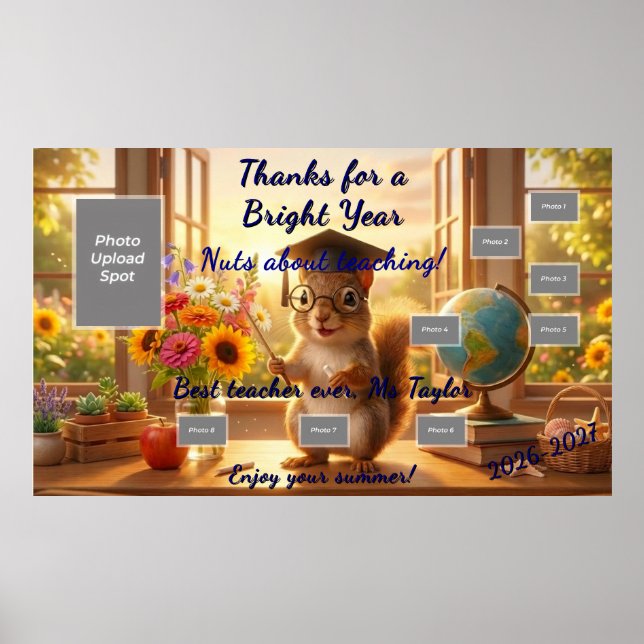 Sunny Squirrel End of Year Teacher Appreciation Poster (Vorne)