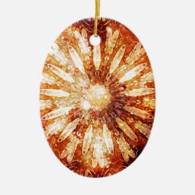 Sunny Star Blume Warm Braun Orange Farben Keramikornament (Vorne)