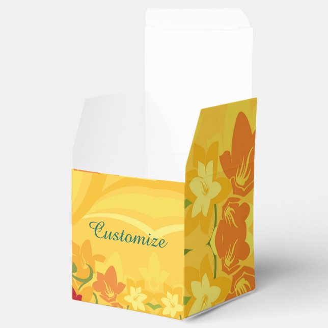Sunny Summer Yellow Floral Cube Favor Box Geschenkschachtel (Geöffnet)