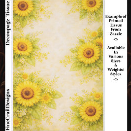 Sunny Sunflower Floral Border Design FE7 Decoupage Seidenpapier