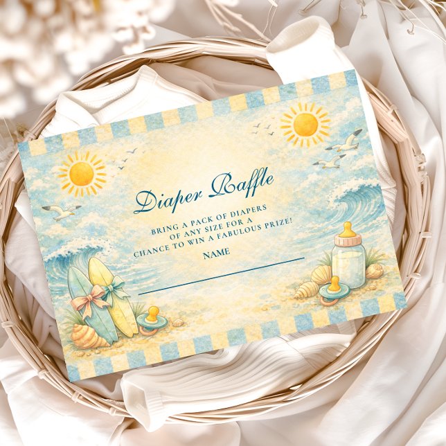 Sunny Surf Vibes Baby Shower Dipper Raffle Begleitkarte (Von Creator hochgeladen)