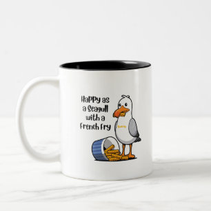 Sunny the Seagull mit French Fries Zweifarbige Tasse