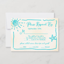Sunny Tropical Hand gezeichnete Hochzeit RSVP Einladung