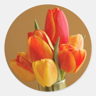 Sunny Tulips Runder Aufkleber