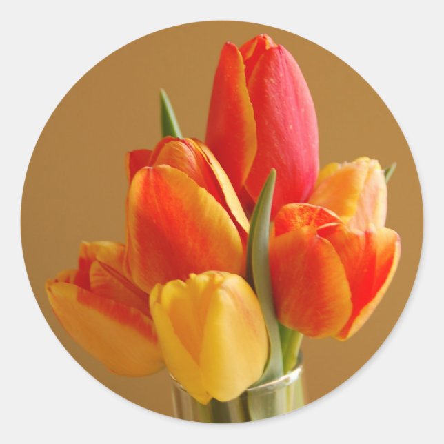 Sunny Tulips Runder Aufkleber (Vorderseite)