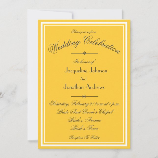 Sunny Yellow All In One RSVP Email Website Wedding Einladung (Vorderseite)