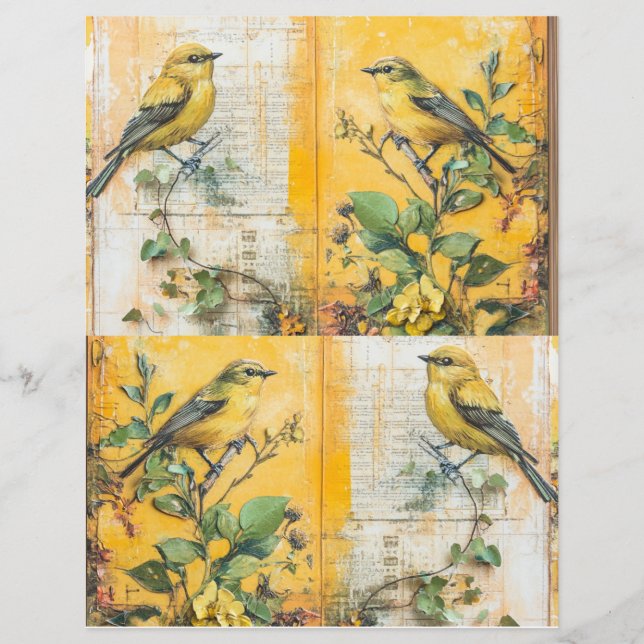 Sunny Yellow Bird Junk Journal (Vorderseite)
