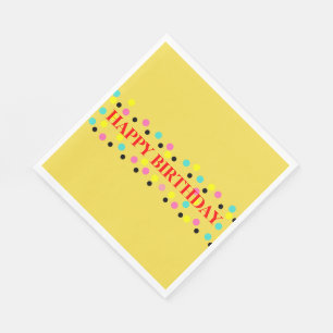 Sunny Yellow Birthday Polka Dots Serviette