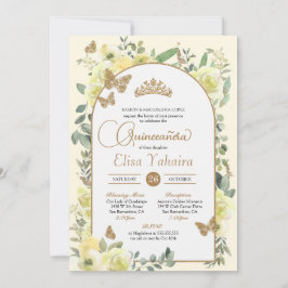 Sunny Yellow Butterfly Wasserfarbe Quinceñera Einladung