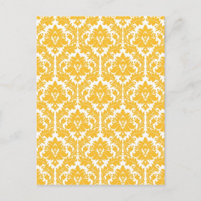 Sunny Yellow Damask Postkarte (Vorderseite)