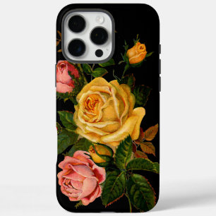 Sunny Yellow Elegane Floral Heirloom Rose Schwarz iPhone 16 Pro Max Hülle