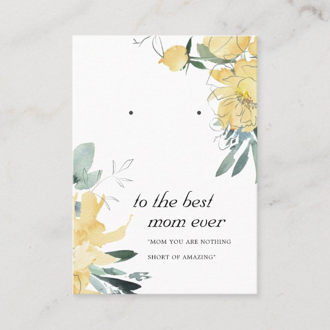 SUNNY YELLOW FLORAL MAMA GIFT EARRING DISPLAY CARD PLATZKARTE