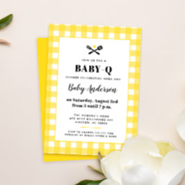 Sunny Yellow Gingham Kariert Baby Dusche GRILLEN Einladung
