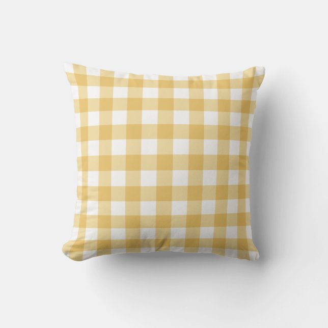 Sunny Yellow Gingham Kissen (Vorderseite)
