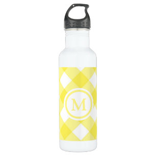 Sunny Yellow Gingham Monogram Edelstahlflasche