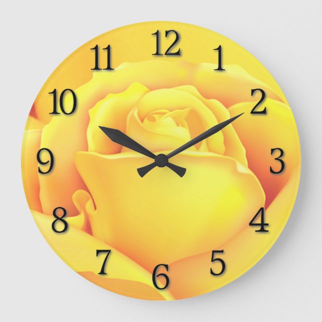 Sunny Yellow Rose Große Wanduhr (Vorderseite)
