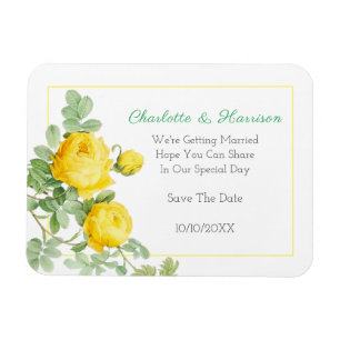 Sunny Yellow Roses Elegantes Flora Save the Date Magnet