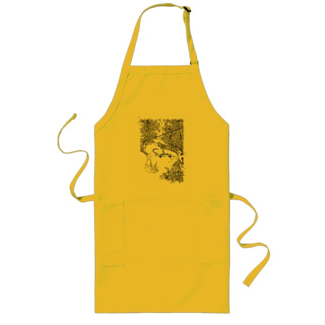 Sunny Yellow Sydney Map Kitchen Apron Lange Schürze (Vorne)