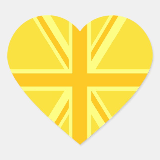 Sunny Yellow Union Jack British Flag Dekoration Herz-Aufkleber (Vorderseite)