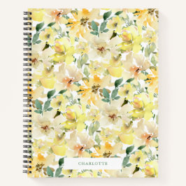 Sunny Yellow Watercolor Florals SpiralNotebook Notizbuch