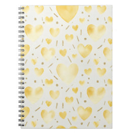Sunny Yellow Watercolor Hearts Notizblock