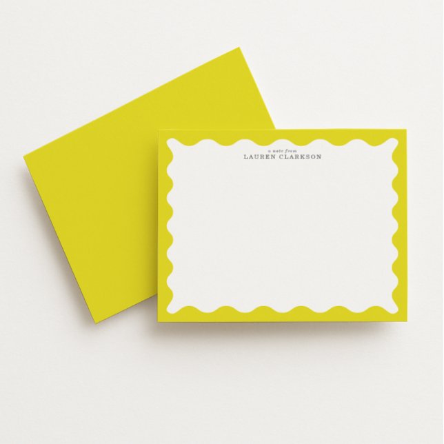 Sunny Yellow Wavy Frame Note Card Einladung (Von Creator hochgeladen)