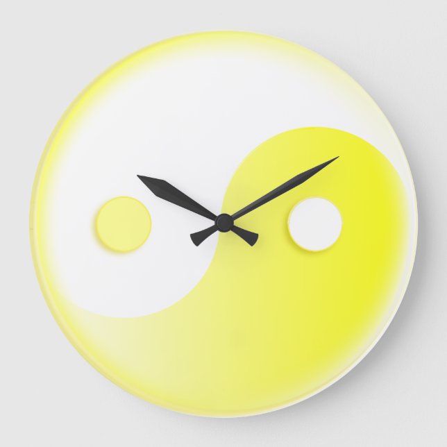 Sunny Yellow Yin & Yang Große Wanduhr (Vorderseite)