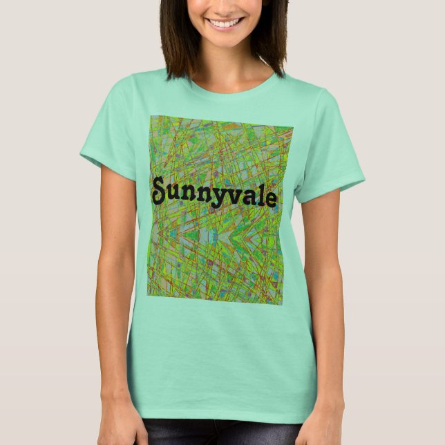 Sunnyvale mit abstrakter Kunst und Retroschrift T-Shirt (Vorderseite)