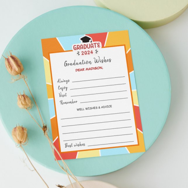 Sunray Kids Abschluss wünscht Sake Card Einladung (Sunray Kids Graduation Well Wishes Keepsake Card)