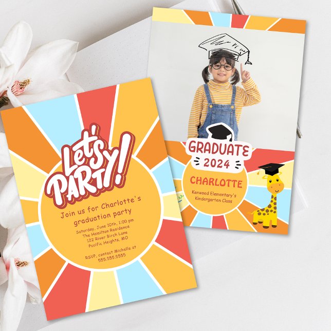 Sunray Kids Elementary Graduation Party Einladung (Sunray Kids Elementary Graduation Party Invite)