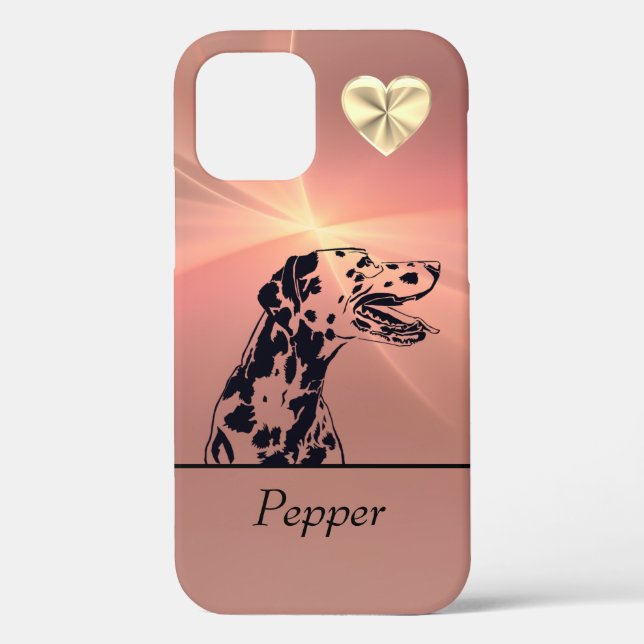 Sunray Pink Inted Dalmatiner Dog iPhone 12 Fall Case-Mate iPhone Hülle (Rückseite)