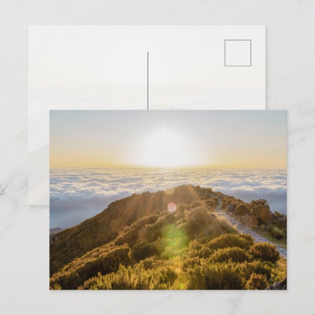 Sunrise Above the Clouds in Madeira, Pico Ruivo Postkarte (Vorne/Hinten)